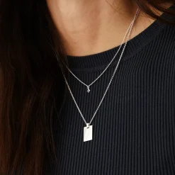 Tomfoolery Silver Rectangle tag Pendant Outlet