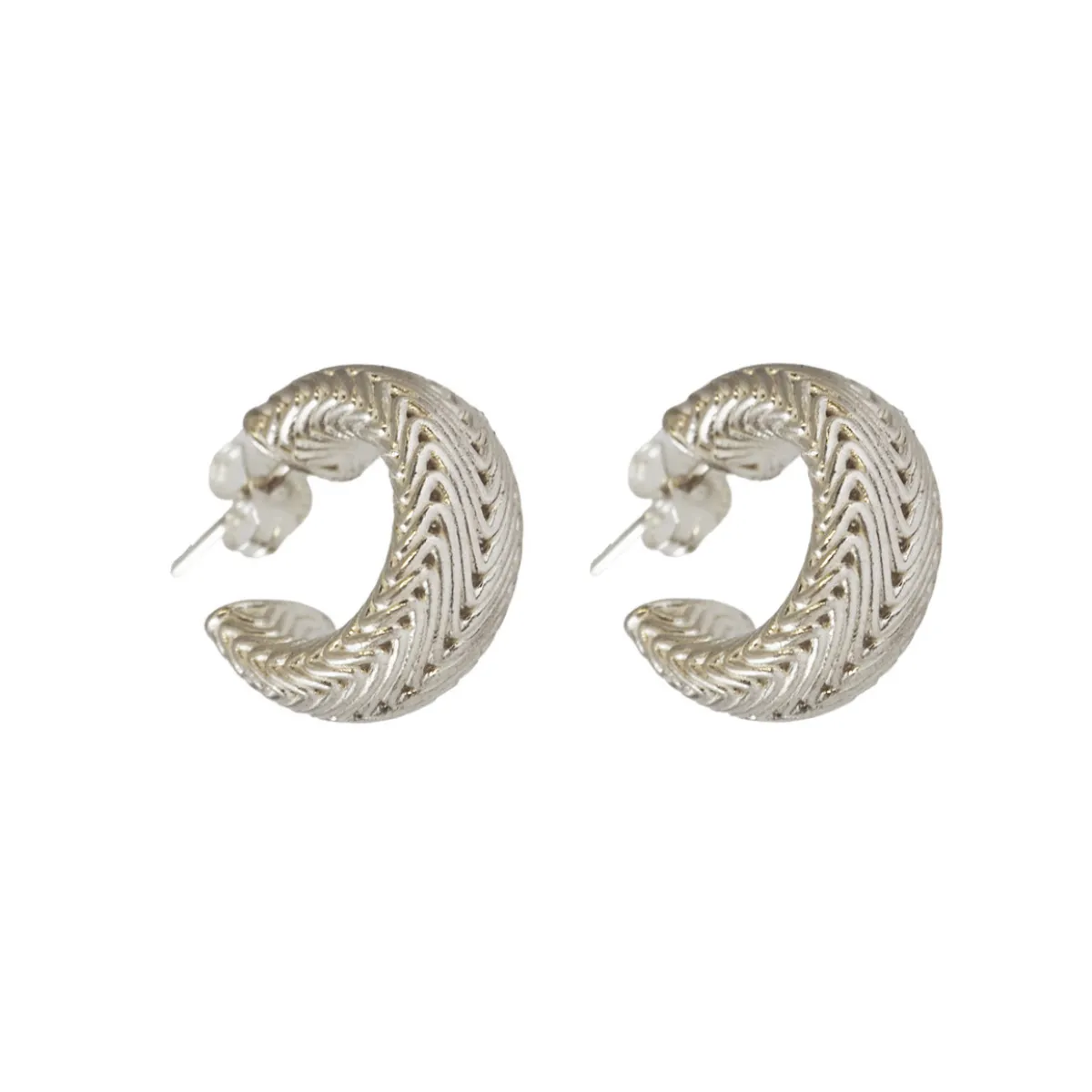 Tomfoolery Silver Ripple Hoops New