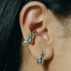 Tomfoolery Silver Sculptural Chamelle Stud Sale