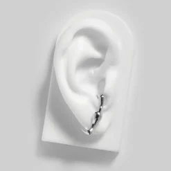 Tomfoolery Silver Sculptural Onda Stud New