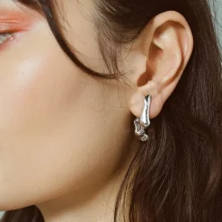 Tomfoolery Silver Sculptural Seep Hook Earrings Best
