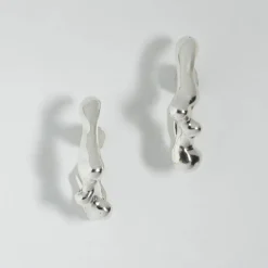Tomfoolery Silver Sculptural Seep Hook Earrings Best