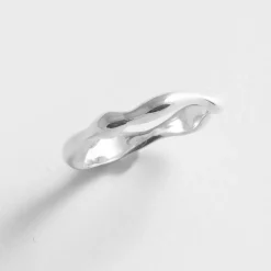 Tomfoolery Silver Sculptural Seep Ring Slim Clearance