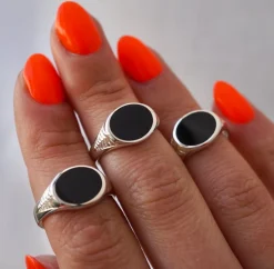 Tomfoolery Silver Signet Onyx Ring Sale