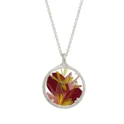 Tomfoolery Silver Small Floral Bouquet Pendant in Blush Discount