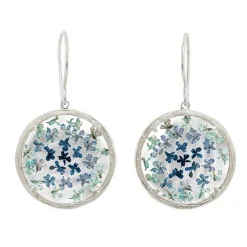 Tomfoolery Silver Small Floral Drop Earrings in Blue Ombre Discount