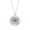 Tomfoolery Silver Small Floral Mandala Pendant in Blue Ombre Sale