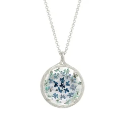 Tomfoolery Silver Small Floral Mandala Pendant in Blue Ombre Sale