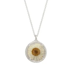 Tomfoolery Silver Small Glass Floral Pendant in English Daisy Outlet