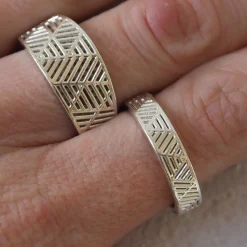 Tomfoolery Silver Tri Layered Wide Band Best