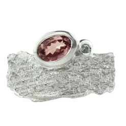 Tomfoolery Silver Wide London Plane Band with Change Sapphire & Diamond New