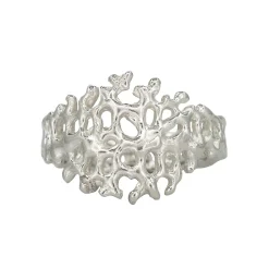 Tomfoolery Silver Wide Open Coral Ring Clearance