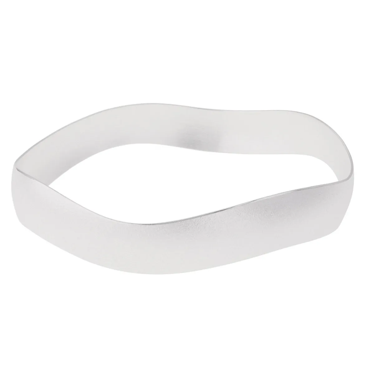 Tomfoolery Silver Wide Wave Bangle Clearance