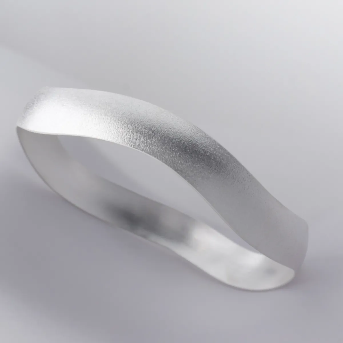 Tomfoolery Silver Wide Wave Bangle Clearance