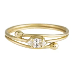 Tomfoolery Single Marquise Diamond & 9ct Yellow Gold Ring Outlet