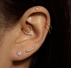 Tomfoolery Single Opal & Diamond Labret Stud Fashion