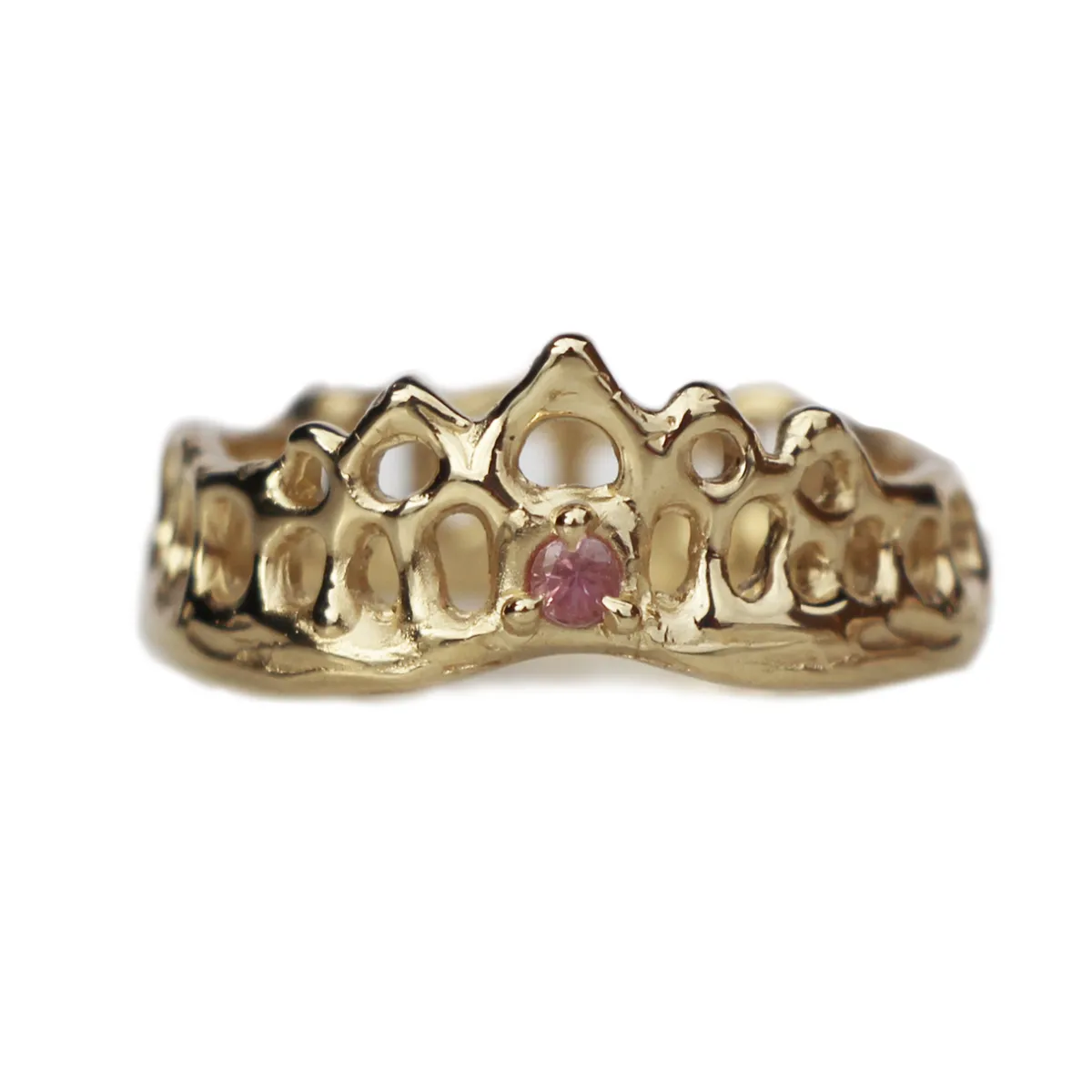 Tomfoolery Single Pink Sapphire Mermaid Crown Ring Hot