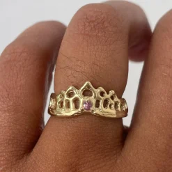 Tomfoolery Single Pink Sapphire Mermaid Crown Ring Hot