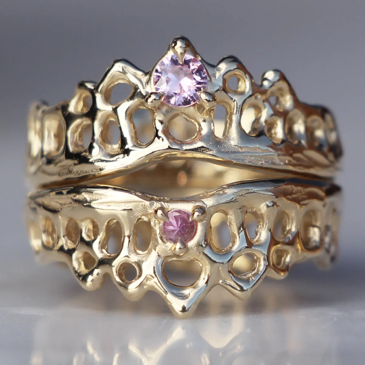 Tomfoolery Single Pink Sapphire Mermaid Crown Ring Hot