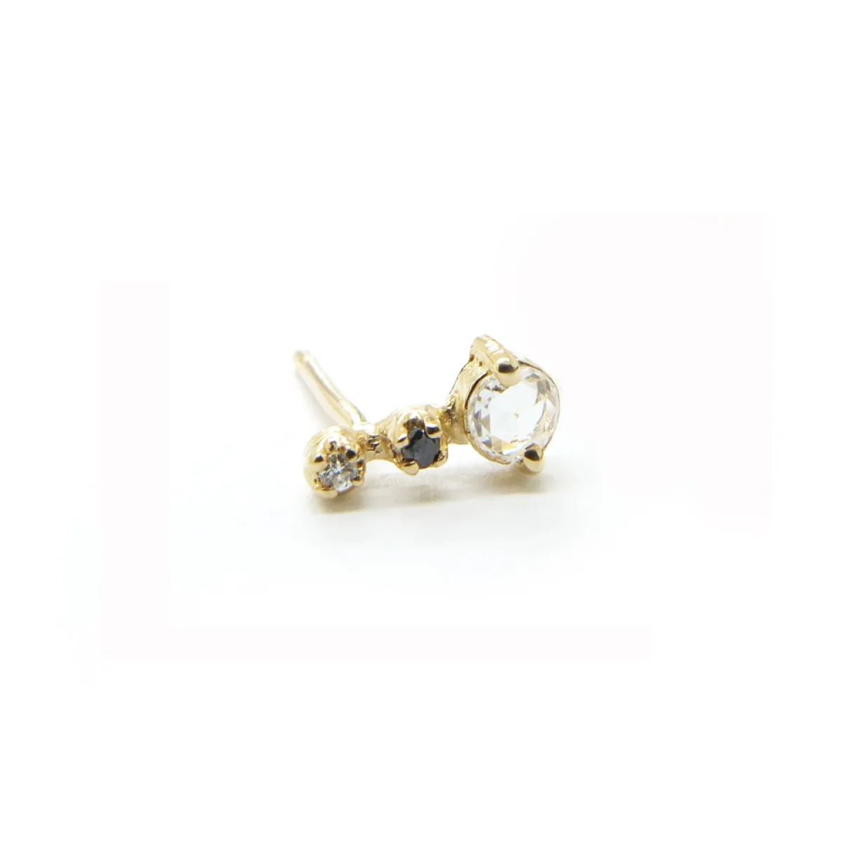 Tomfoolery Single Three Diamond & 14ct Yellow Gold Stud Earrings Online