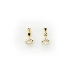 Tomfoolery Single Three Diamond & 14ct Yellow Gold Stud Earrings Online