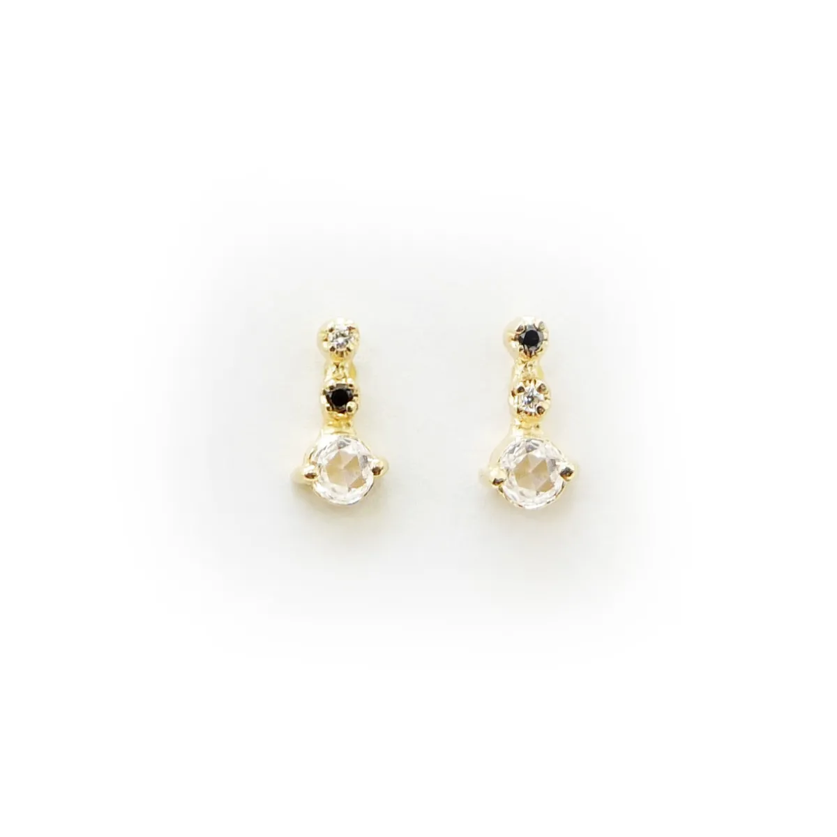 Tomfoolery Single Three Diamond & 14ct Yellow Gold Stud Earrings Online
