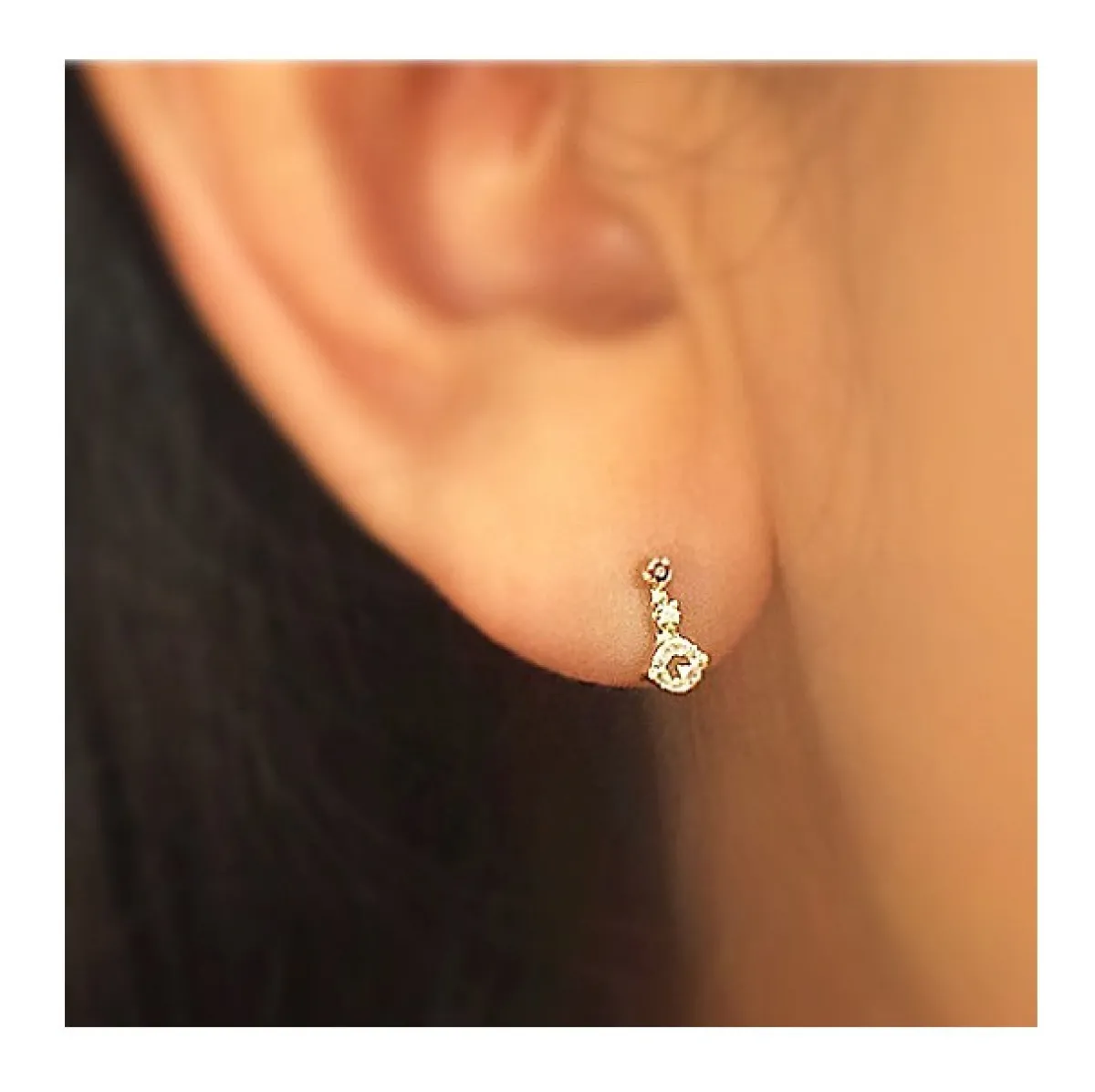 Tomfoolery Single Three Diamond & 14ct Yellow Gold Stud Earrings Online