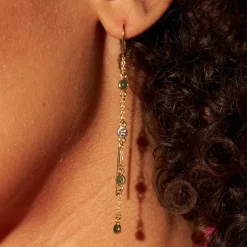 Tomfoolery Sitara Aventurine Threader Earrings New