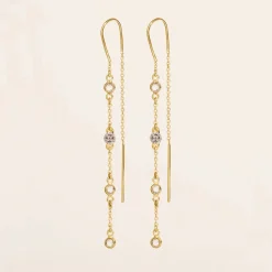 Tomfoolery Sitara White Zircon Threader Earrings Hot