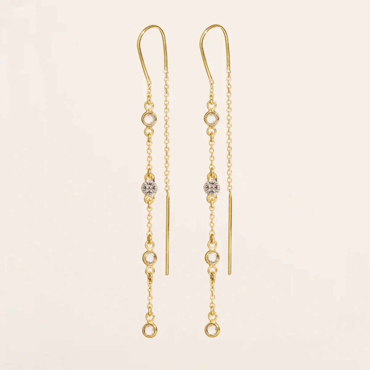 Tomfoolery Sitara White Zircon Threader Earrings Hot