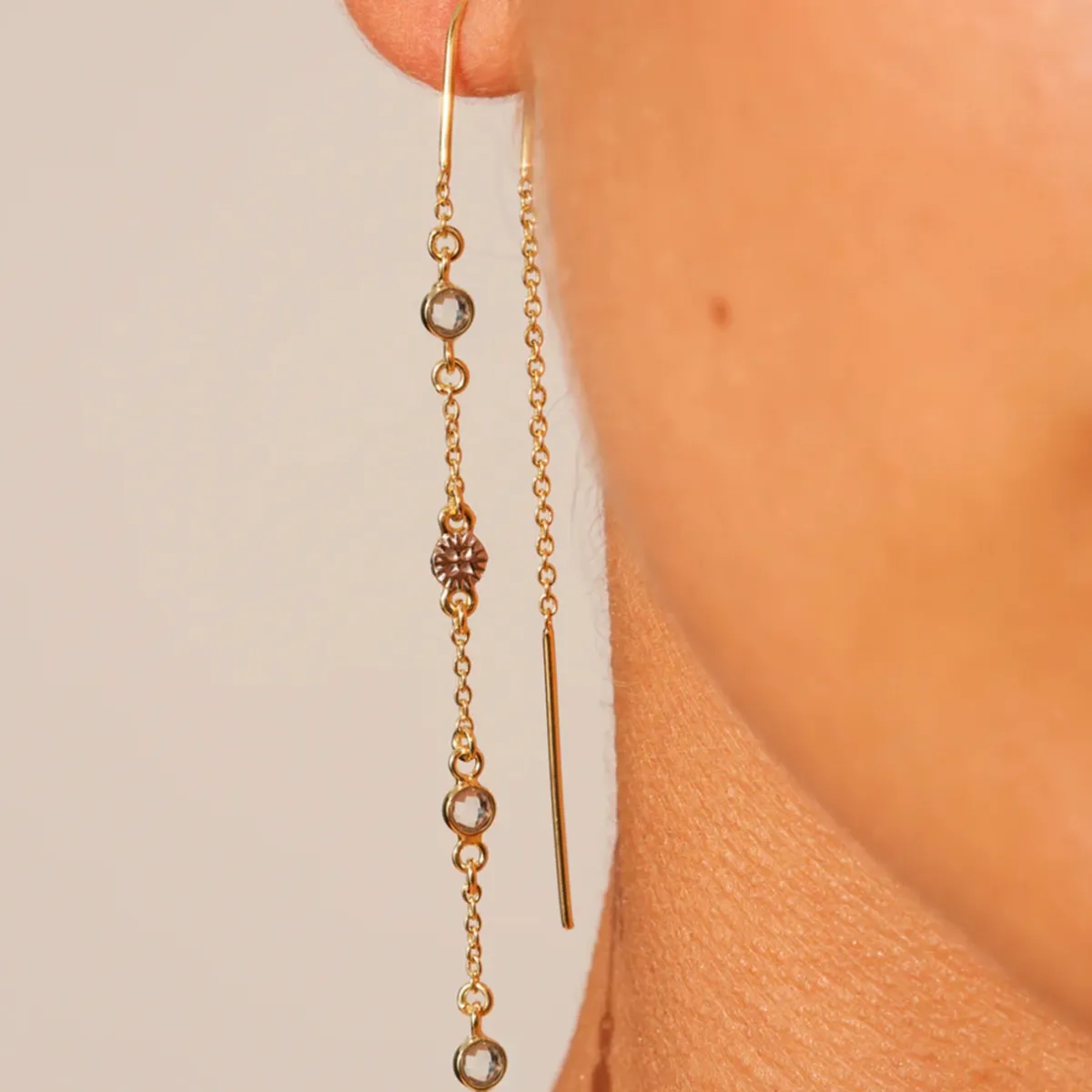 Tomfoolery Sitara White Zircon Threader Earrings Hot
