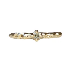 Tomfoolery Skinny Champagne Diamond Coral Ring New