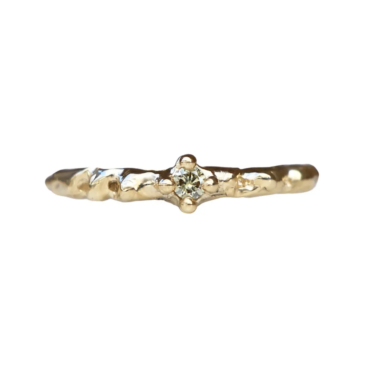 Tomfoolery Skinny Champagne Diamond Coral Ring New