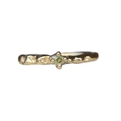 Tomfoolery Skinny Green Champagne Diamond Coral Ring Fashion