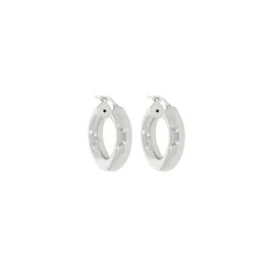 Tomfoolery Small Chunky Tube Silver Hoop 21mm Hot