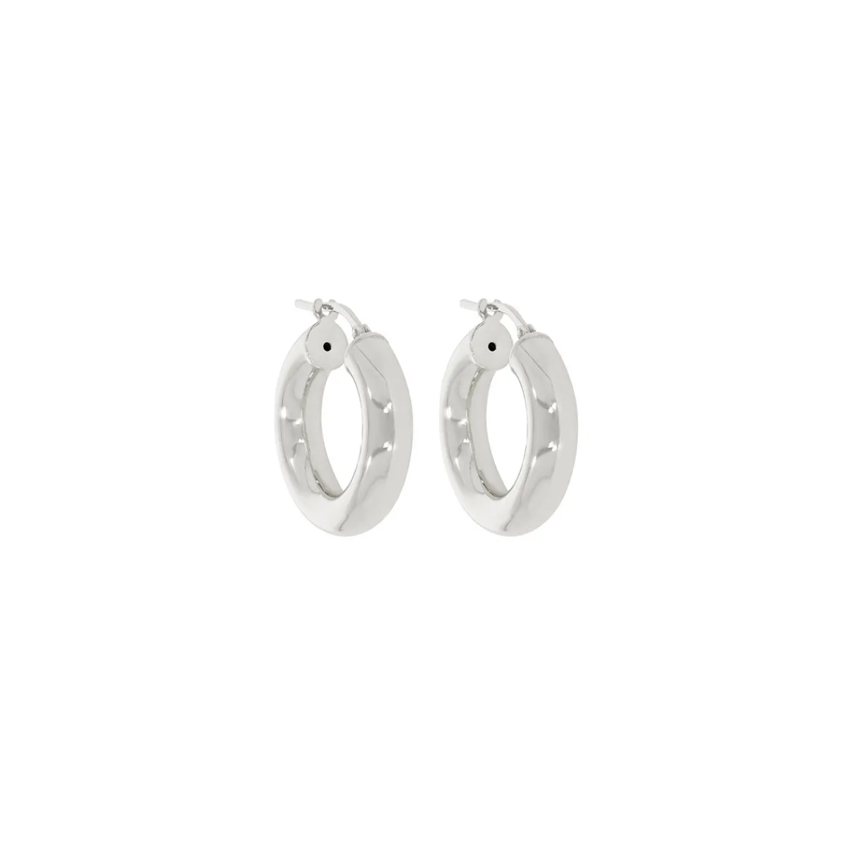 Tomfoolery Small Chunky Tube Silver Hoop 21mm Hot
