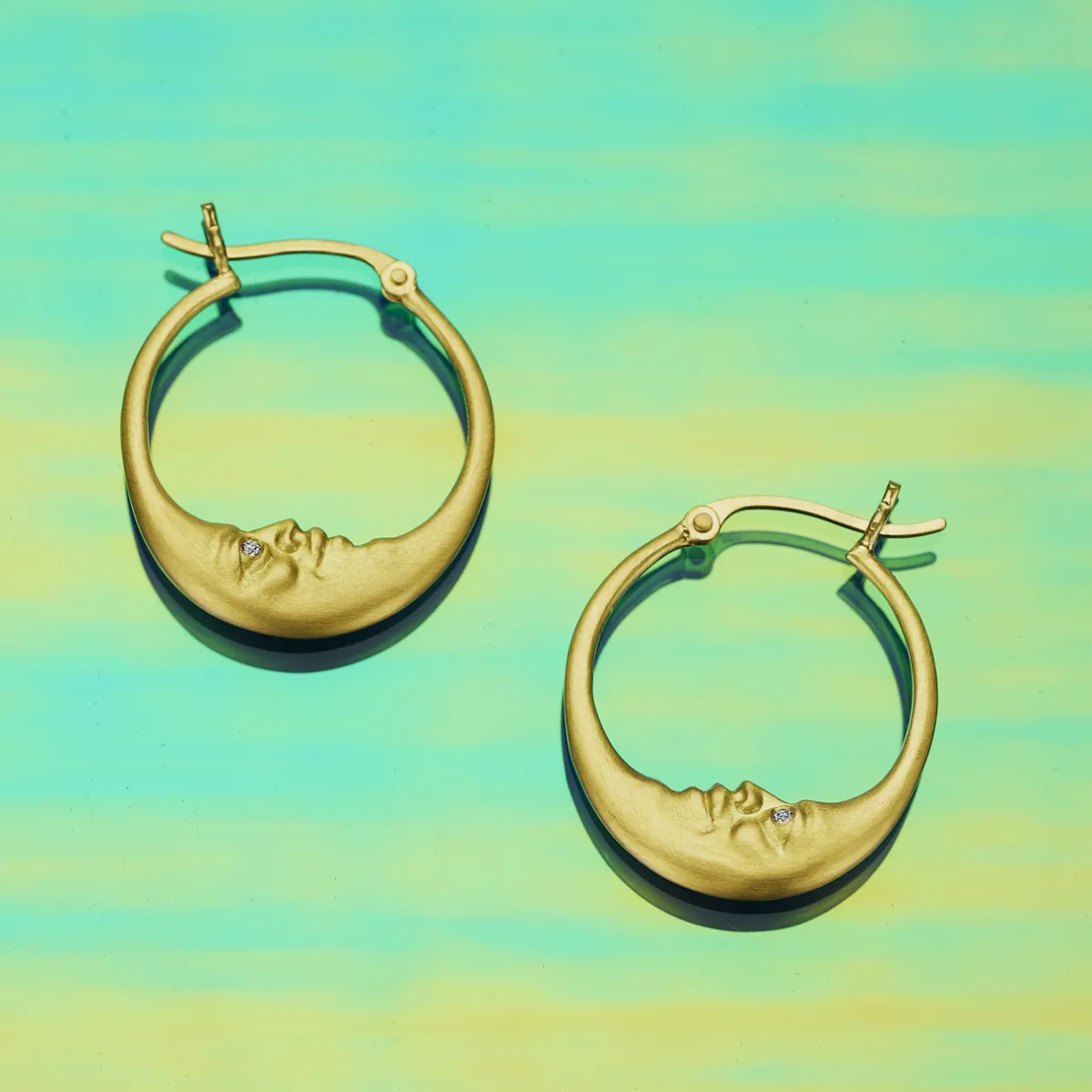 Tomfoolery Small Crescent Moon Hoop Earrings New