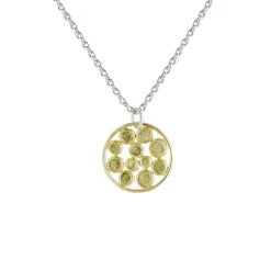 Tomfoolery Small 18ct Gold & Silver Circle Cluster Pendant Necklace Discount