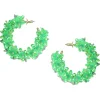 Tomfoolery Small Fluoro Green Beaded Flower Hoops New