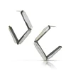 Tomfoolery Small Oxidised Silver & Pearl Carved Angle Hoops Sale