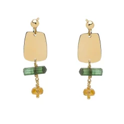 Tomfoolery Small Rainbow Earrings with Green Tourmaline & Citrine Online