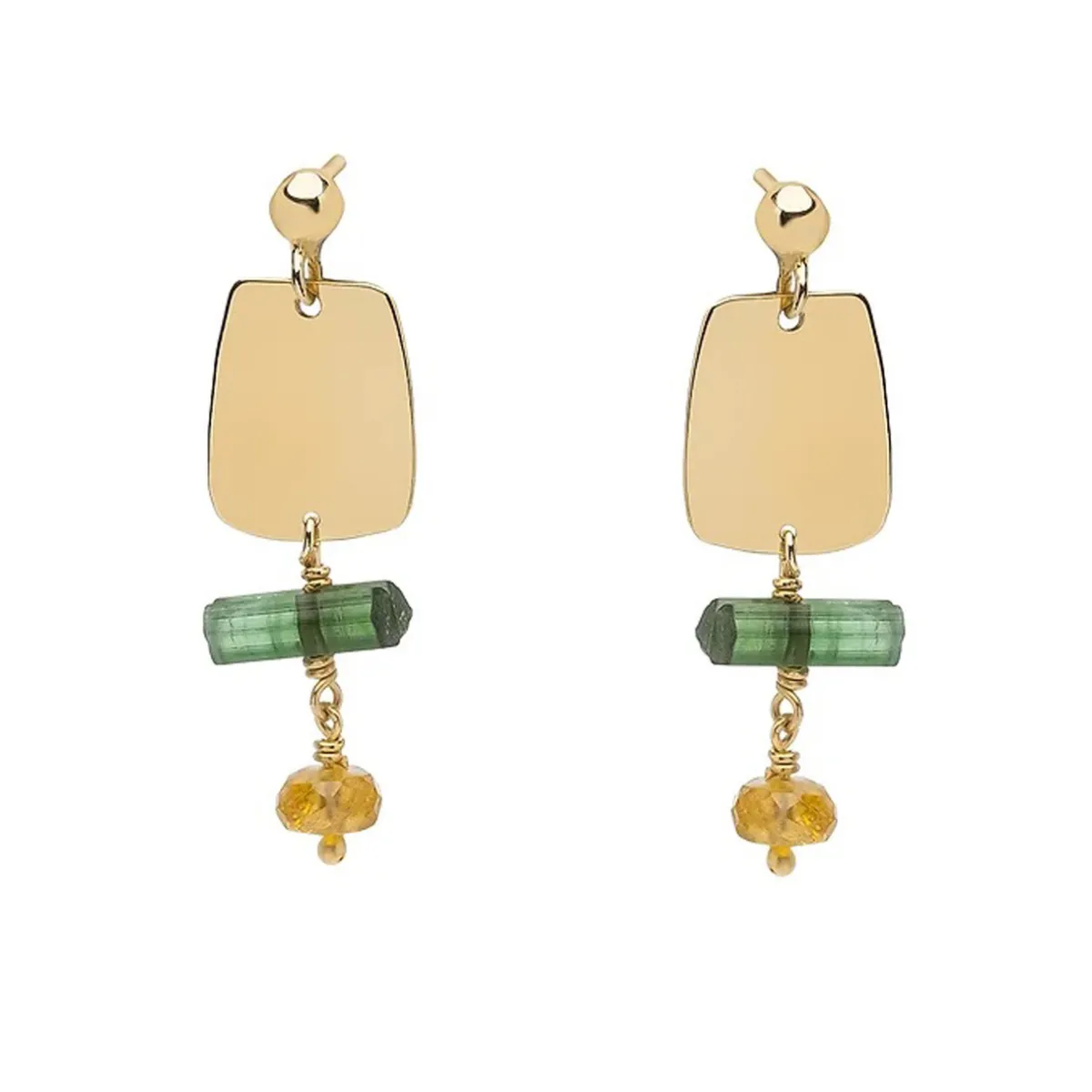 Tomfoolery Small Rainbow Earrings with Green Tourmaline & Citrine Online