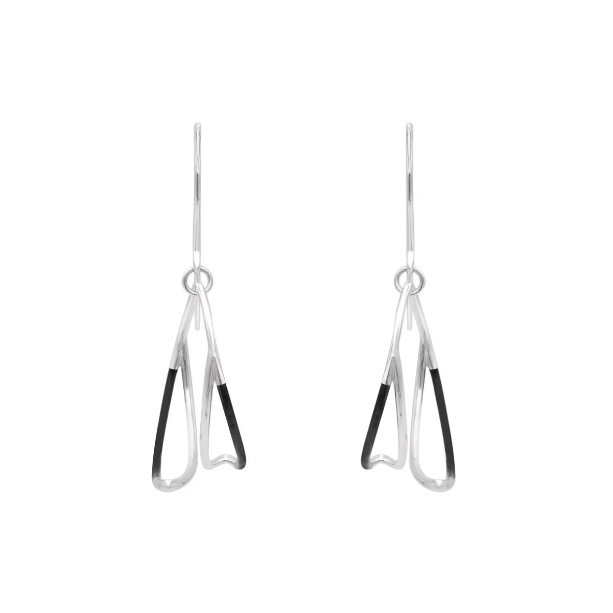Tomfoolery Small Silver & Black Cascade Drop Earrings New
