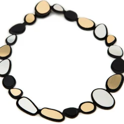 Tomfoolery Small Stone Necklace Silver, Black & Gold Outlet