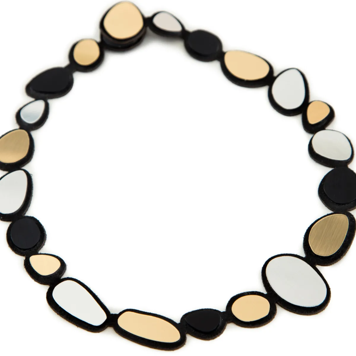Tomfoolery Small Stone Necklace Silver, Black & Gold Outlet