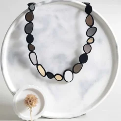 Tomfoolery Small Stone Necklace Silver, Black & Gold Outlet