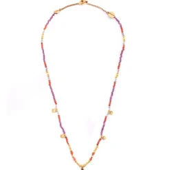 Tomfoolery Smarties Gold Plated Beaded Necklace with Ruby, Carnelian & Labradorite Clearance