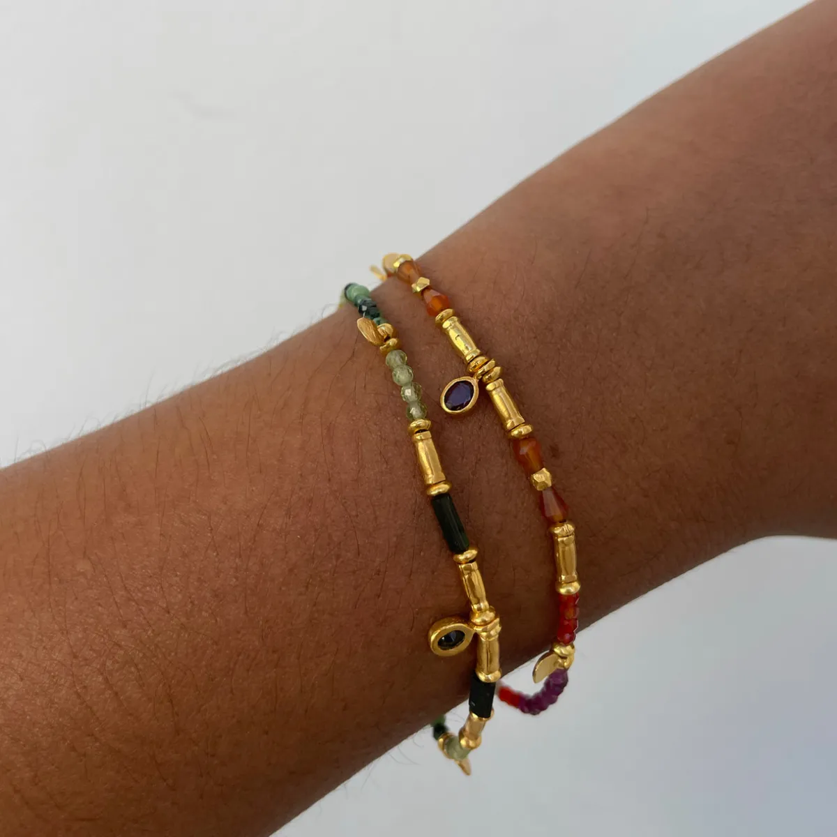 Tomfoolery Smarties Gold Plated Beaded Bracelet with Ruby, Carnelian & Labradorite Online