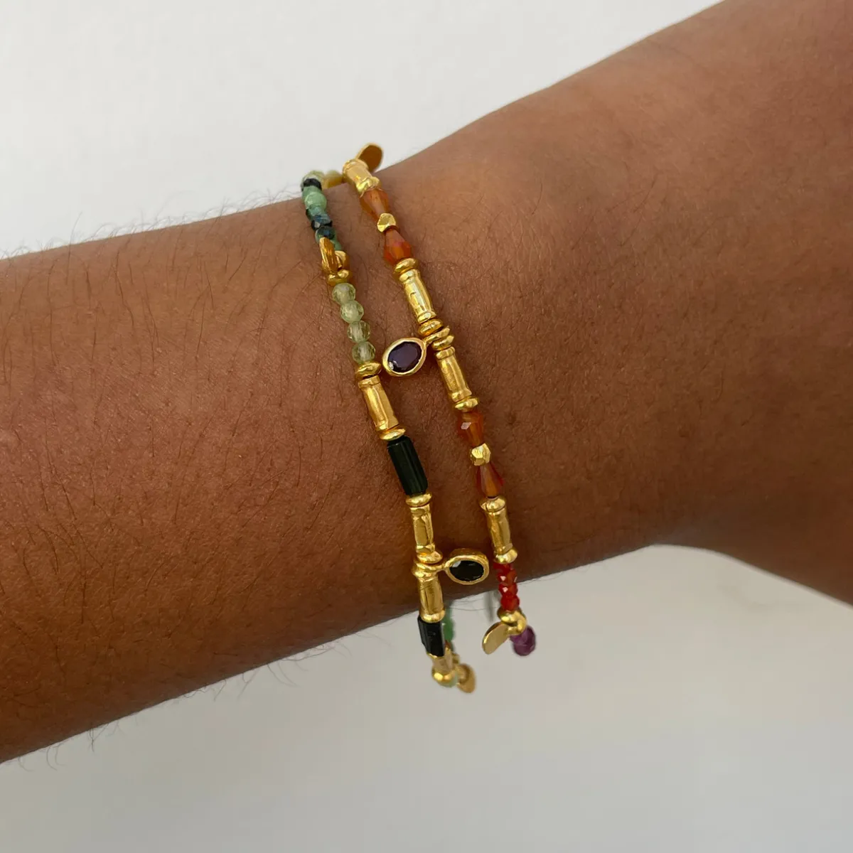 Tomfoolery Smarties Gold Plated Beaded Bracelet with Ruby, Carnelian & Labradorite Online
