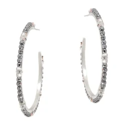 Tomfoolery Smarties Silver Beaded Hoops with Hematite Clearance